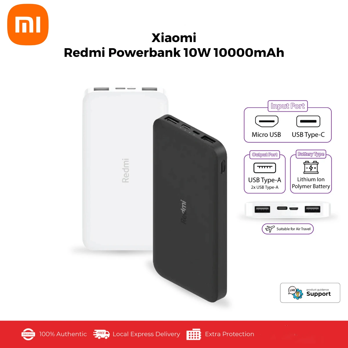 Xiaomi Redmi Powerbank 10000mAh PB100LZM PD18W Ultra Compact USB Type C Fast Charging Portable Powerbank