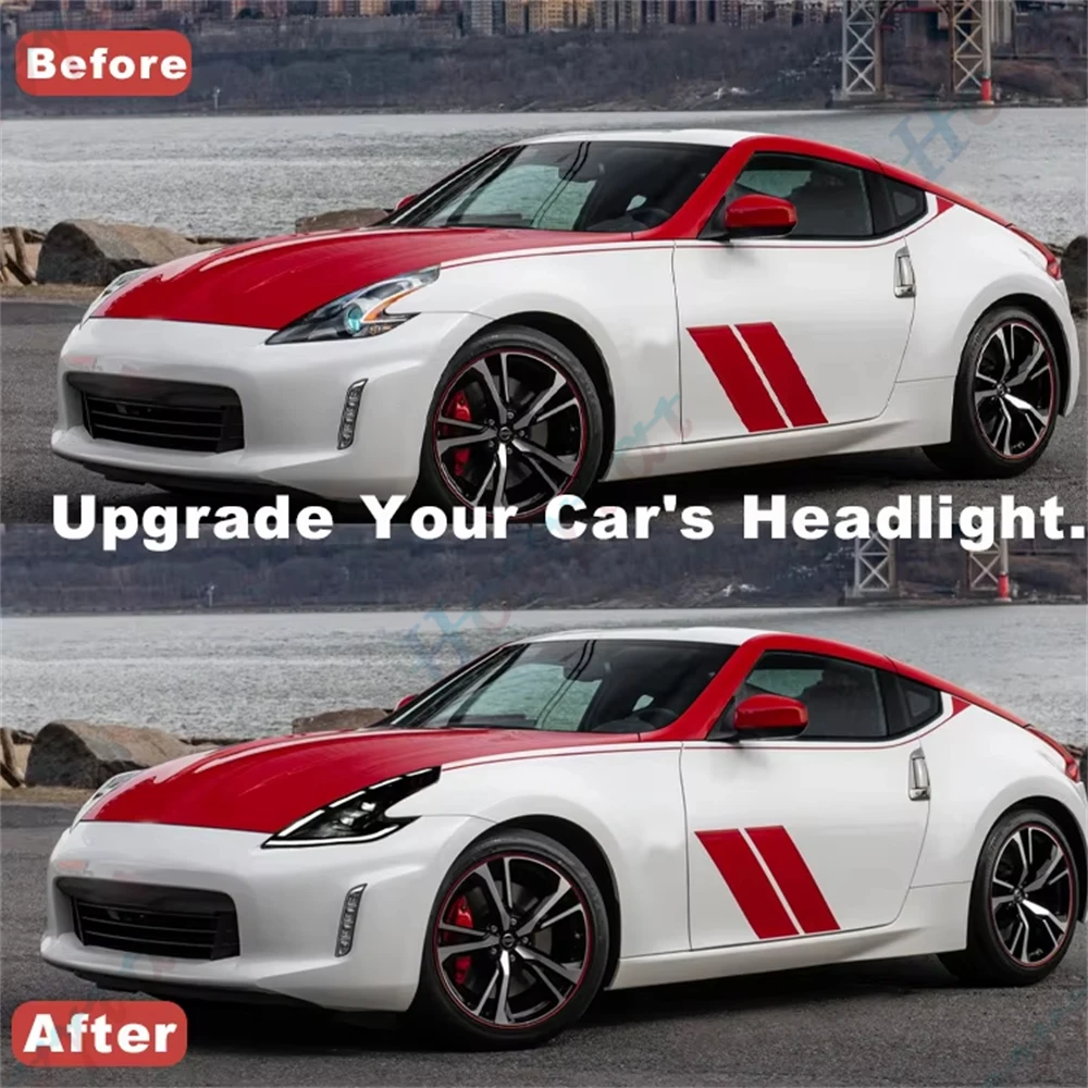 Pair LED Headlights For 2009-2020 Nissan 370Z Z34 Nismo Fairlady Coupe Front Lights Headlamps Turn Signal DRL Head Lamp Assembly