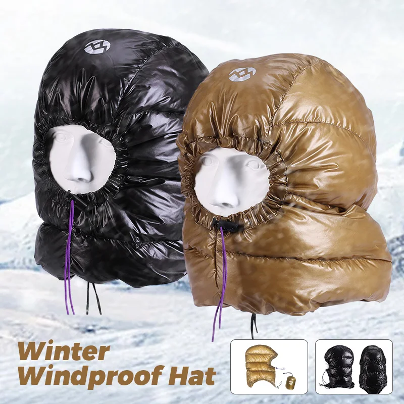 Unisex Winter Down Hat Cold And Waterproof Adjustable Goose Down Cap Windproof For Sleeping Bag Outdoor Hunting Trapper Hat