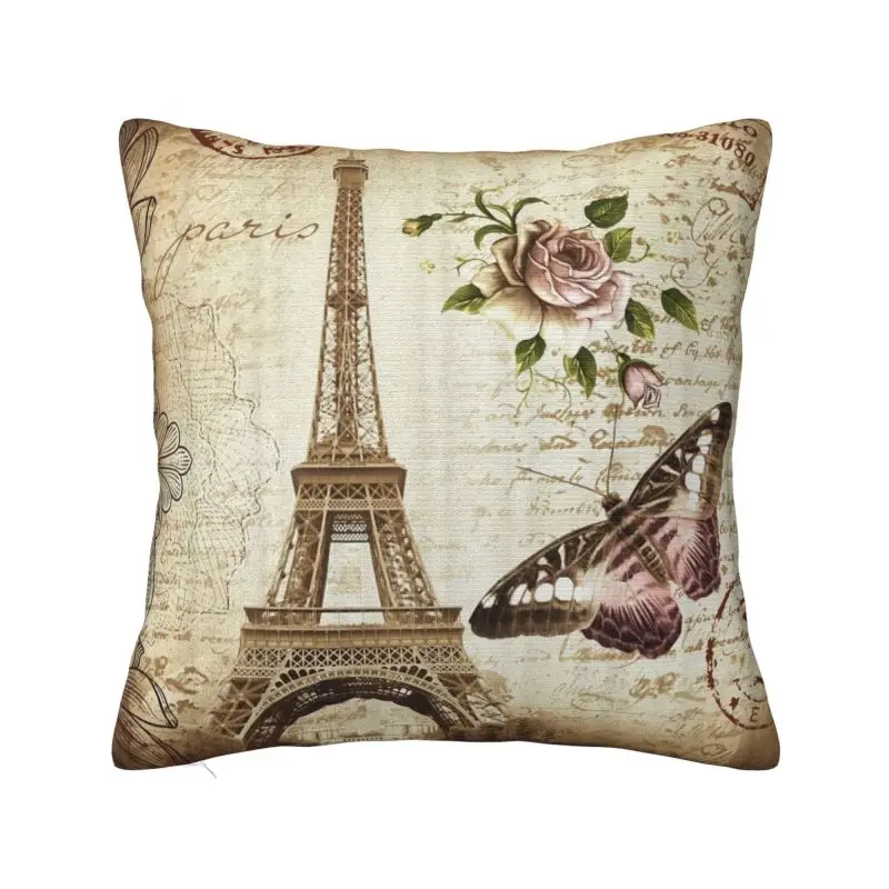 Custom France Paris Eiffel Tower Pillow Case 45x45cm Bedroom Decoration Luxury Flower Pink Chair Cushion Square Pillowcase