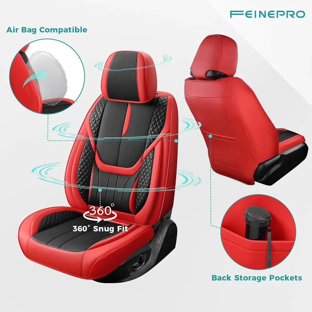 Universal Car Seat Covers for Sedans, SUVs, and Trucks - Red/Black | Waterproof, Breathable, Stain & Scratch Resistant, Easy to