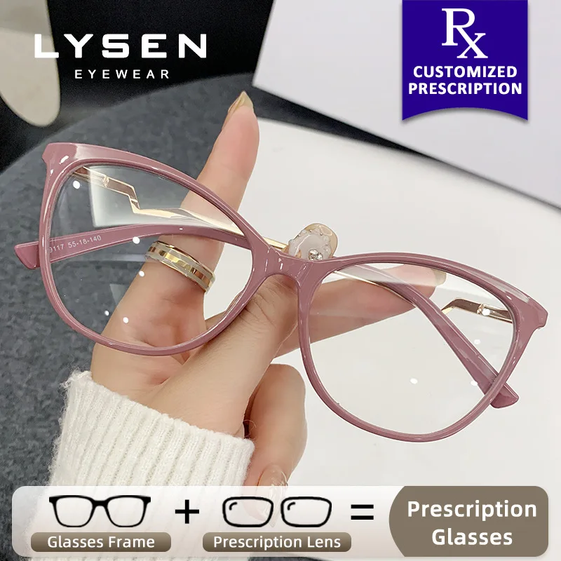 

LYSEN Trendy Cat Eye Photochromic Anti Blue Light Glasses Prescription Optical Eyeglasses Progressive Reading Glasses for Myopia