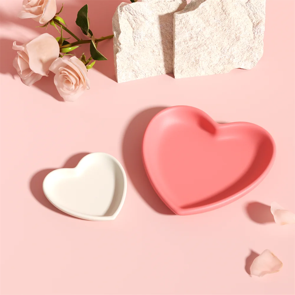 

Nicole Heart Tray Silicone Gypsum Molds DIY Handmade Ring Jewelry Holder Concrete Jesmonite Mould Valentine's Day Craft Tools