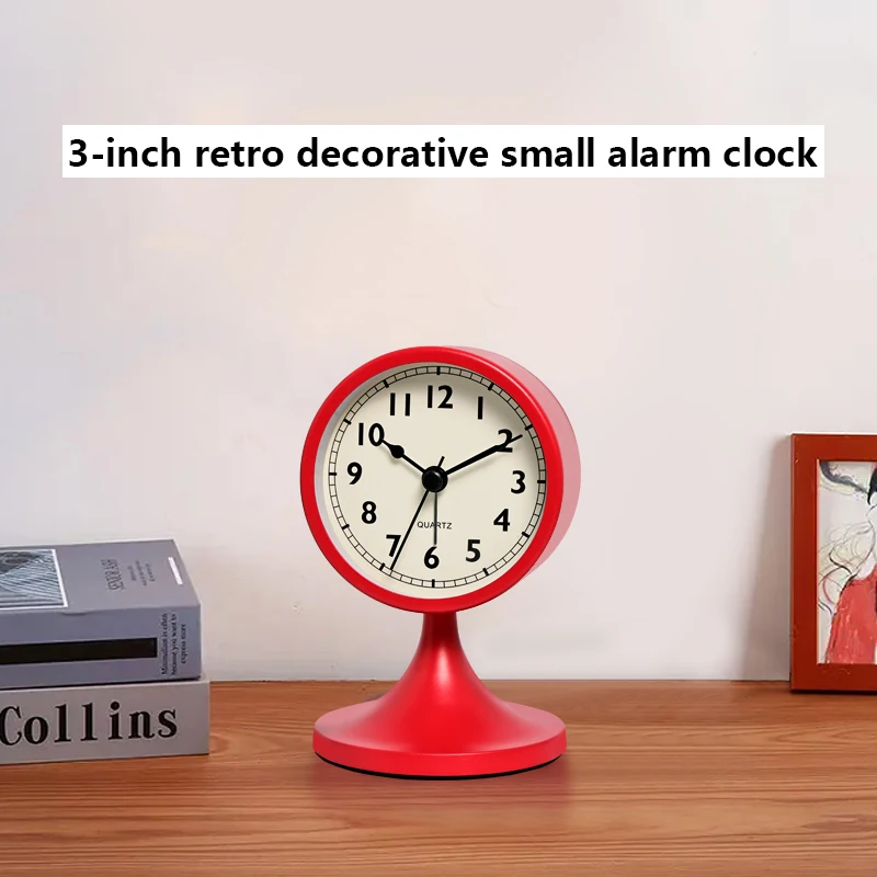 Nordic Metal Round Alarm Clock, Vintage Creative Silent Table Clock, Student Bedside Nightlight Clock, Room Decor, Home Decor