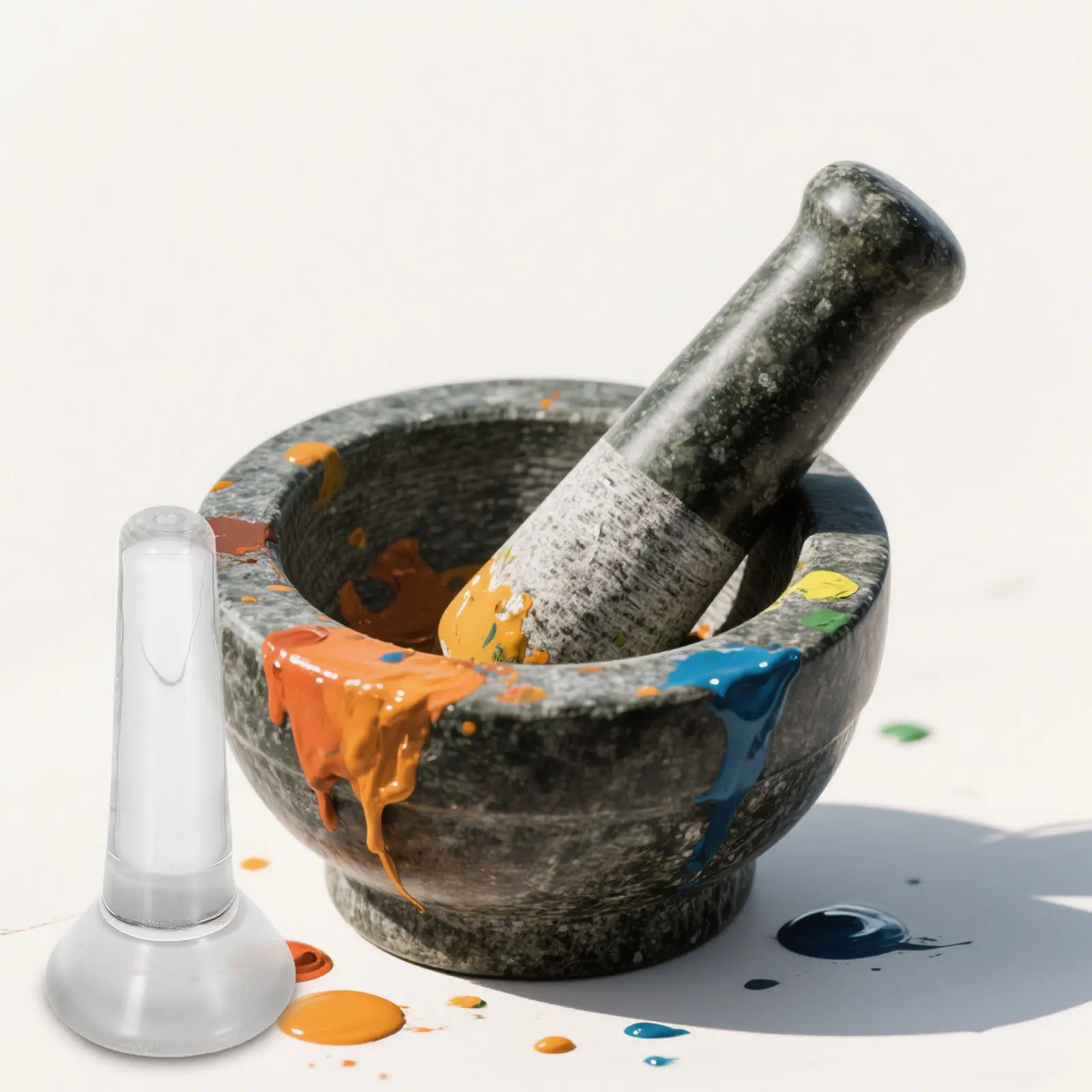 Clear Glass Grinding Pestle Flat Bottom Pigment Grinder for Paint Making Watercolor Oil Painting Pigment Grinding Rod