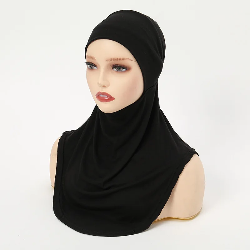 Solid Color Full Cover Scarf Cap Underscarf Neck Head Bonnet Hat Elastic Comfortable Shawl Cap Turbans For Women Girls