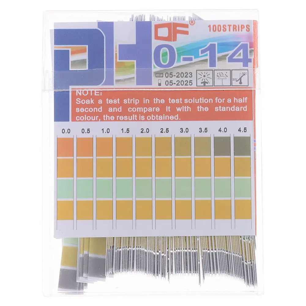 Easy to carry Full Range Easy To Match High Accuracy 0.5 Accuracy 100ct pH Test Paper pH Test Strips 0-14