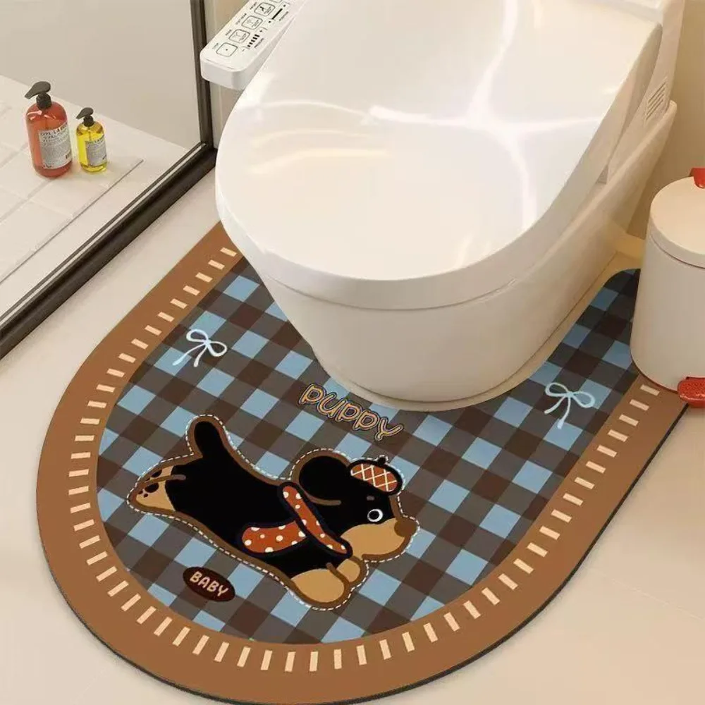 Diatom Ooze U Shaped Toilet Mat Absorbent Non-slip Toilet Rugs Soft Quick-drying Floor Mat Bathroom Floor Protector Pad