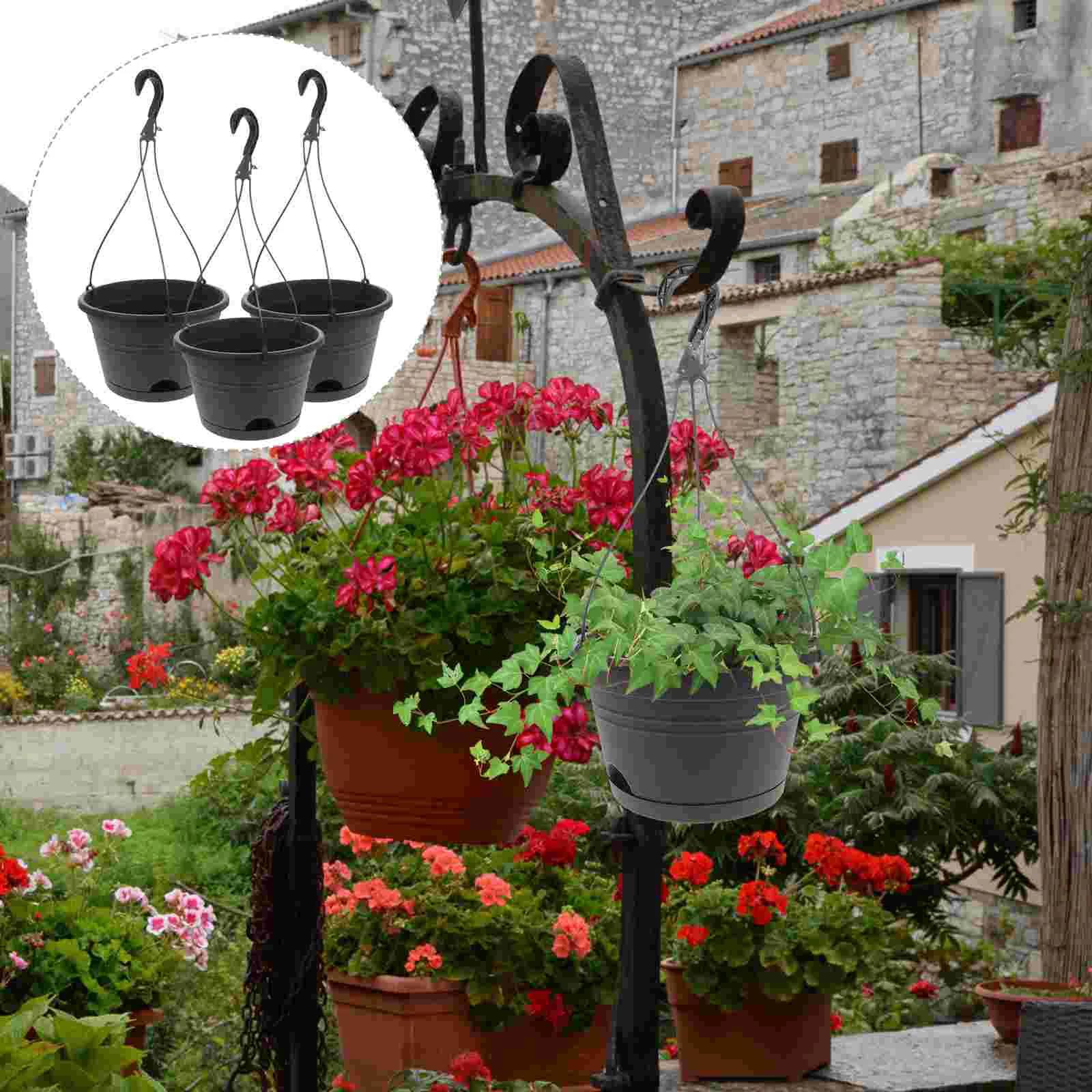 

3 Pcs Flower Basket Flowerpot Pots Plant Containers Indoor Hanging Planter Plastic Garden Supplies