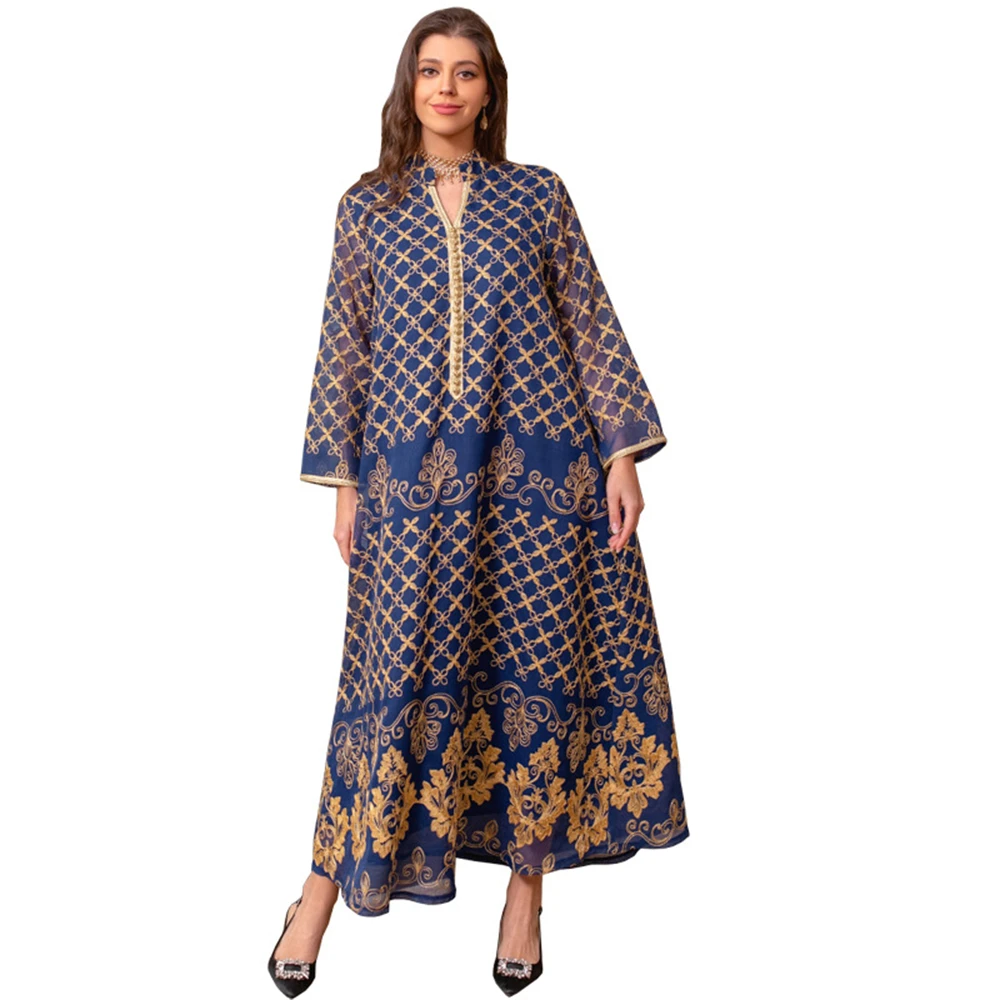 Abito lungo ricamato a vestaglia lunga da donna musulmana del Medio Oriente Abito alla moda