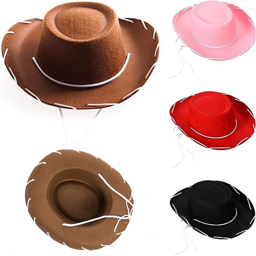 Adjustable Western Big Eaves Cowboy Hat Cosplay Costume Prop Dress-up Jazz Hat Felt Princess Hat Bachelorette Party Cowgirl Hat