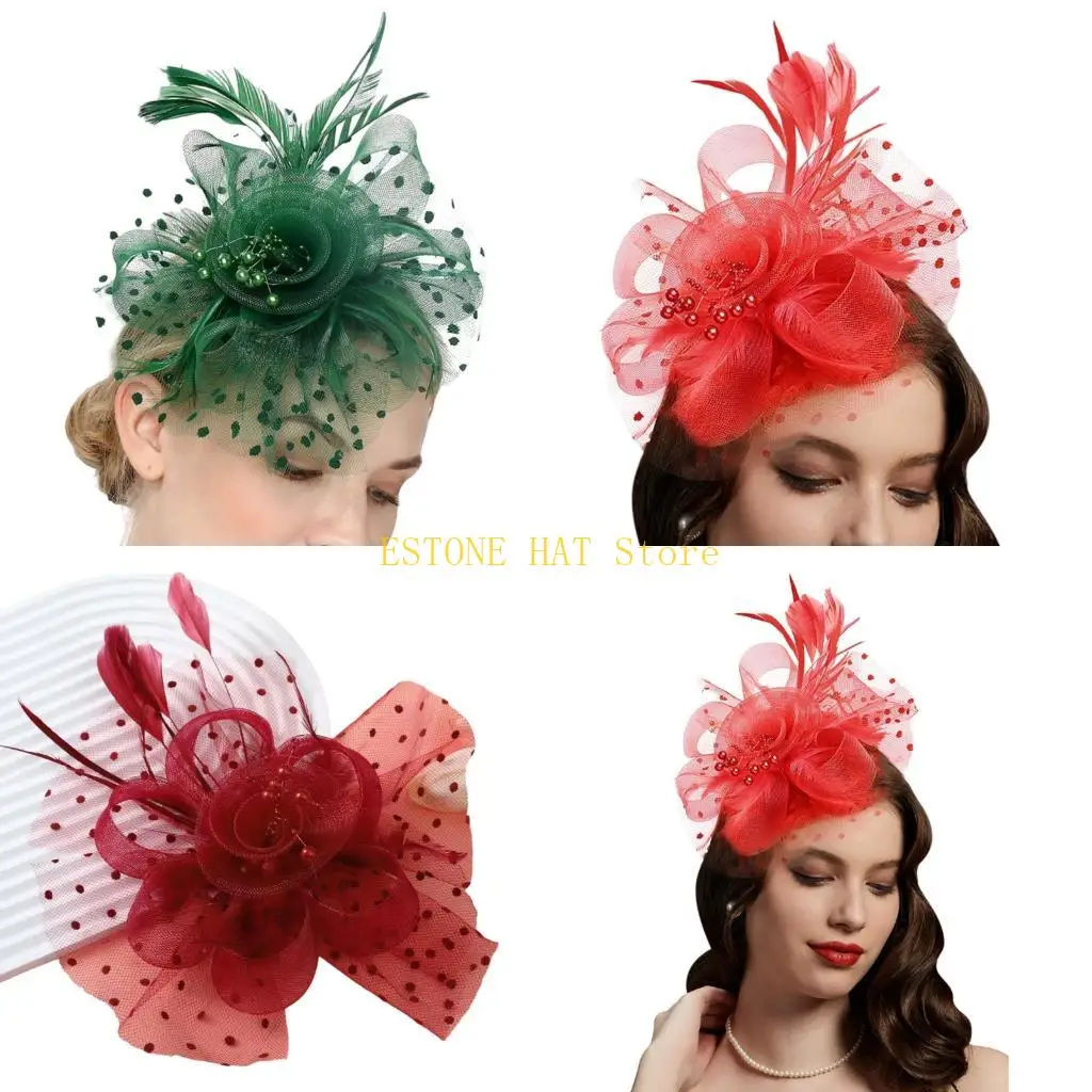 49MF Luxurious Flower Fascinator Hat Hair Clip For 1920S Theme Event Styling And Costume Parties Women Photoshoots