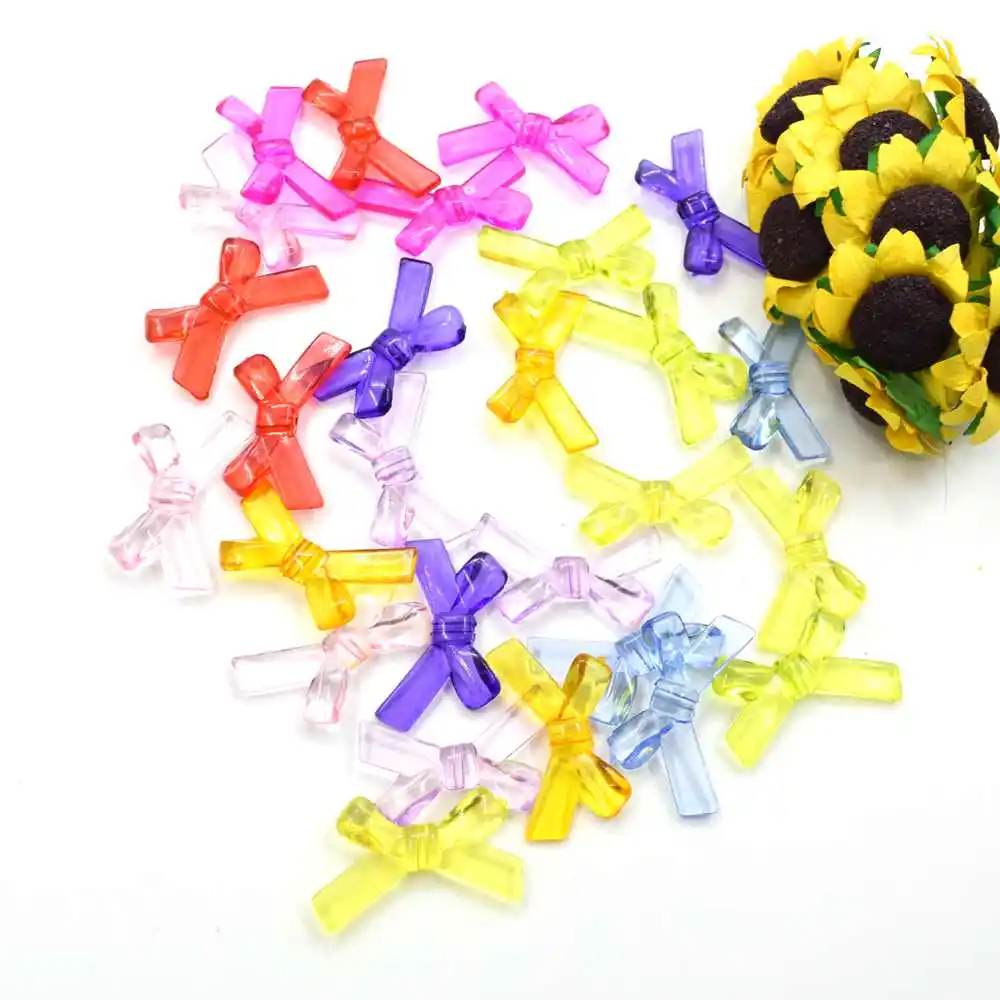 10/50pcs Multicolor Acrylic Bow Bead Loose Beads Decoration DIY Jewelry Headwear Necklace Making for Women