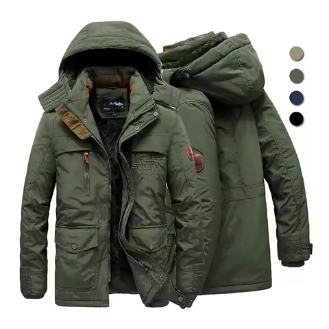 Winter New Men Fleece Warm Thick Windproof Parkas Men Fashion Hooded Military Jacket Coat Big Size 6XL High Quality Jackets Male