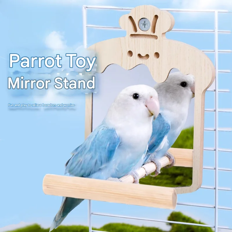

Parrot Mirror Station Frame Xuanfeng Peony Tiger Skin Station Stick Station Stick Bird Cage Landscaping Toys