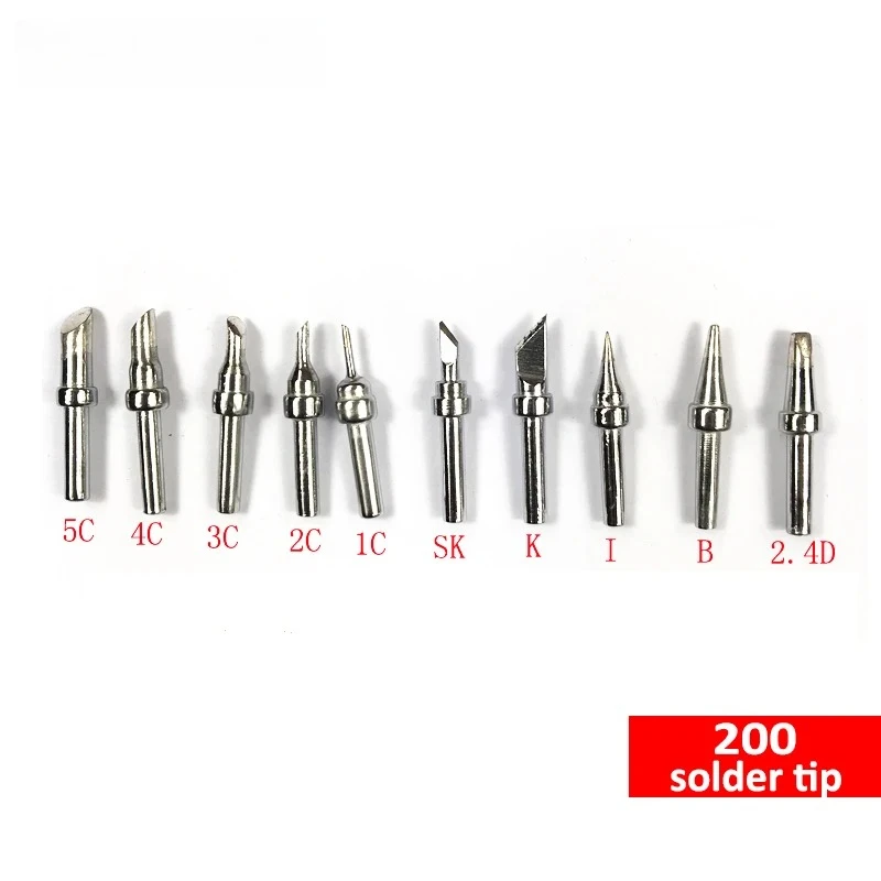 10pcs/lot 200-B,I,K,2C,1.6D,4C,1.2D,IC,3C,2.4D Soldering Tip Solder Iron Bits for Quick 203H Soldering Station Diy Repair