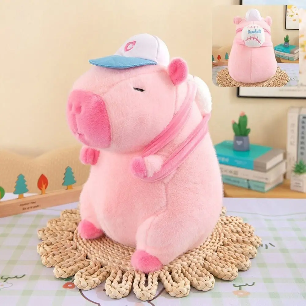 Kawaii Capybara Plush Cute Brown Pink Animals Chinese Flower Coat Home Decor Anime Fluffy Toy Birthday