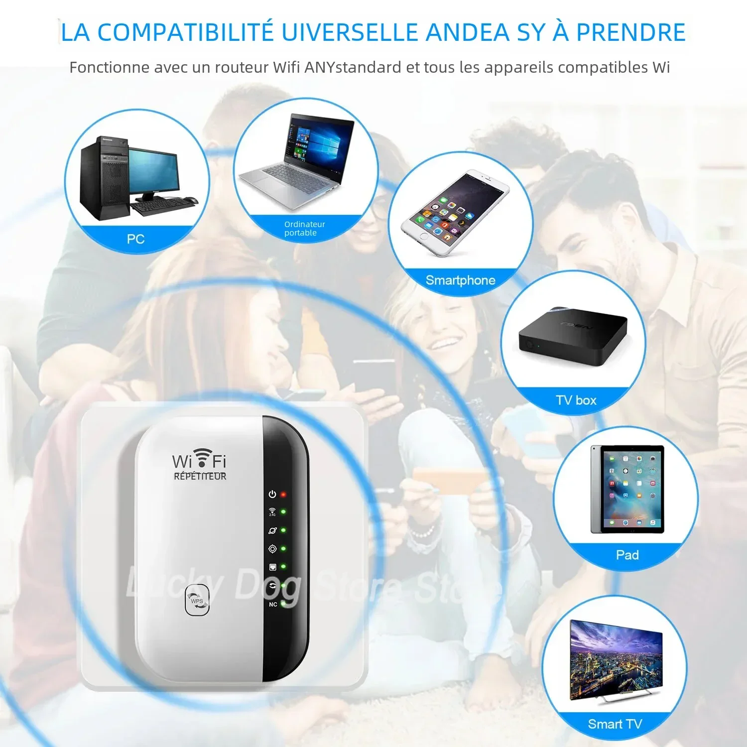 موسع WiFi بسرعة 300 ميجا بت في الثانية 802.11N - معزز مكرر لاسلكي WPS طويل المدى 7 أضواء للكمبيوتر الشخصي