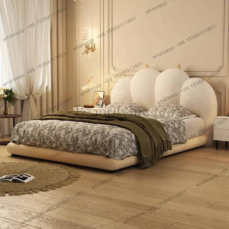 PG Metal Velvet Lights Bed Bed Double Storage Space Adults Children Bedroom Beds King Size Loft Floating Cama De Casal Furniture