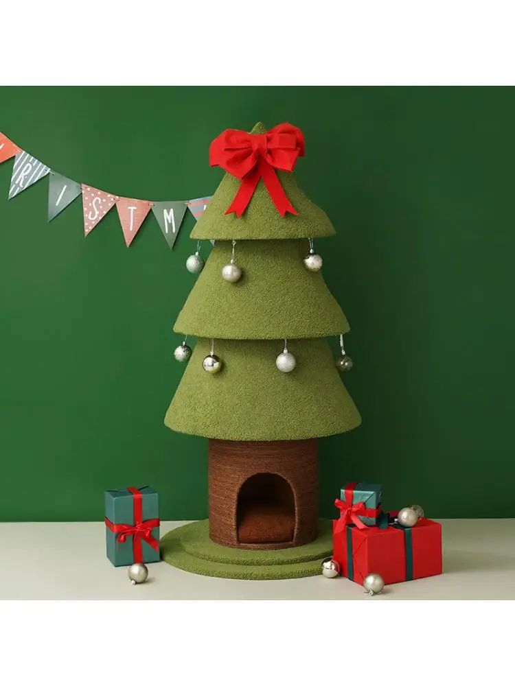 Christmas Tree Cat Climbing Frame, Grinding Claw Toy with Cat Litter, Climbing Column, Scratching Board, Climbing Supplies