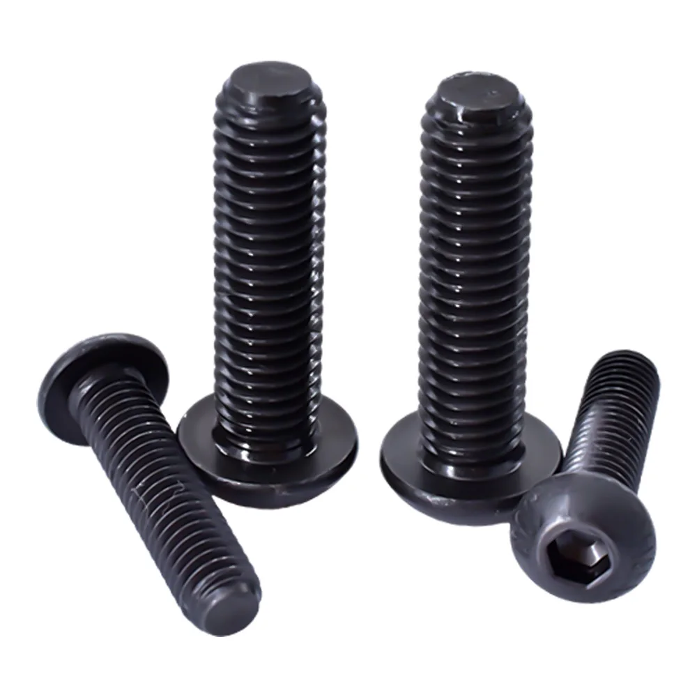 5-150pcs ISO7380  Black Grade10.9 Round Head Hex Socket Screws M2 M2.5 M3 M4 M5 M6 M8 Button Mushroom Head Allen Bolt Screw