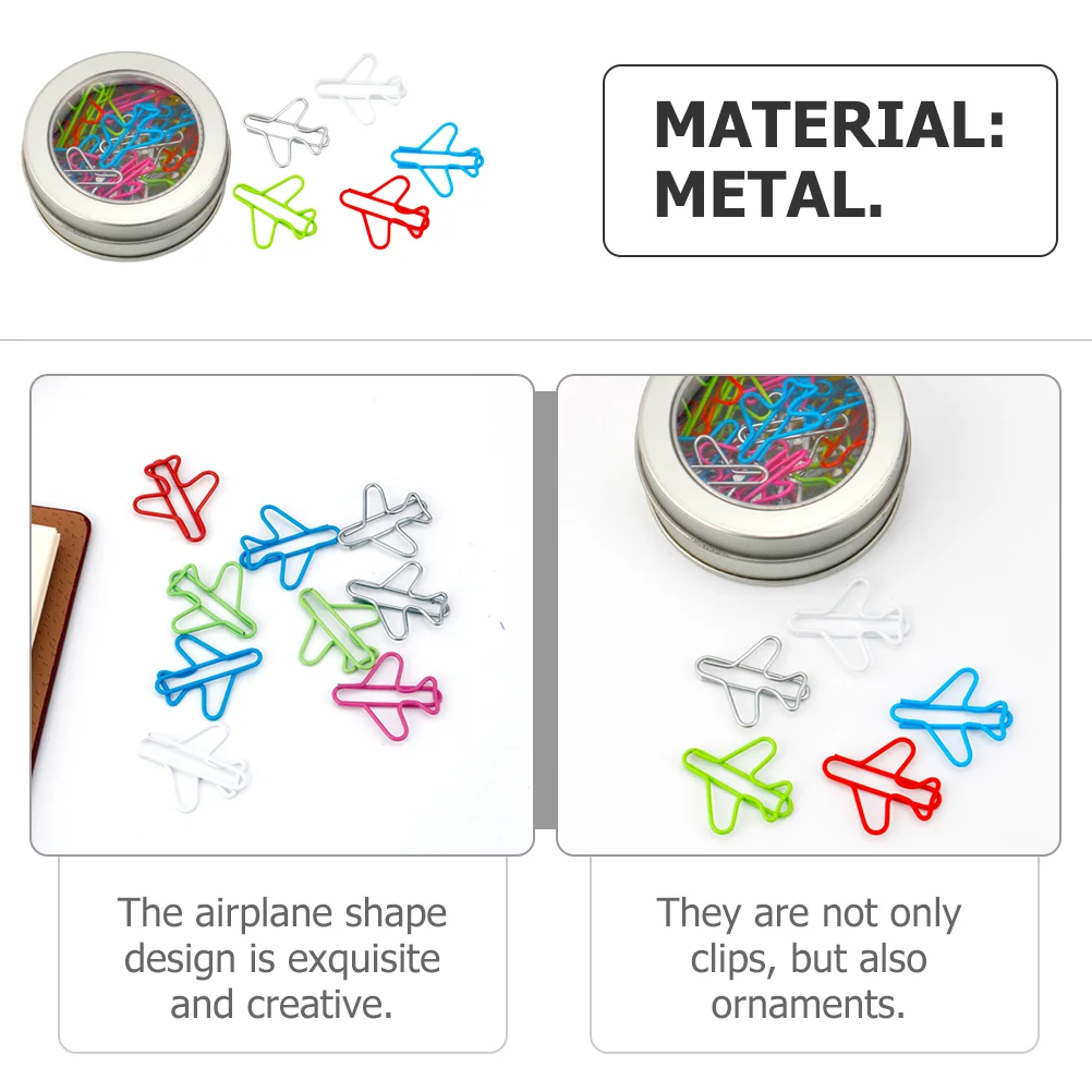 24 шт. скрепка для бумаг, металлическая портативная декоративная папка, декоративные офисные аксессуары, зажим для файлов, поставка в форме самолета