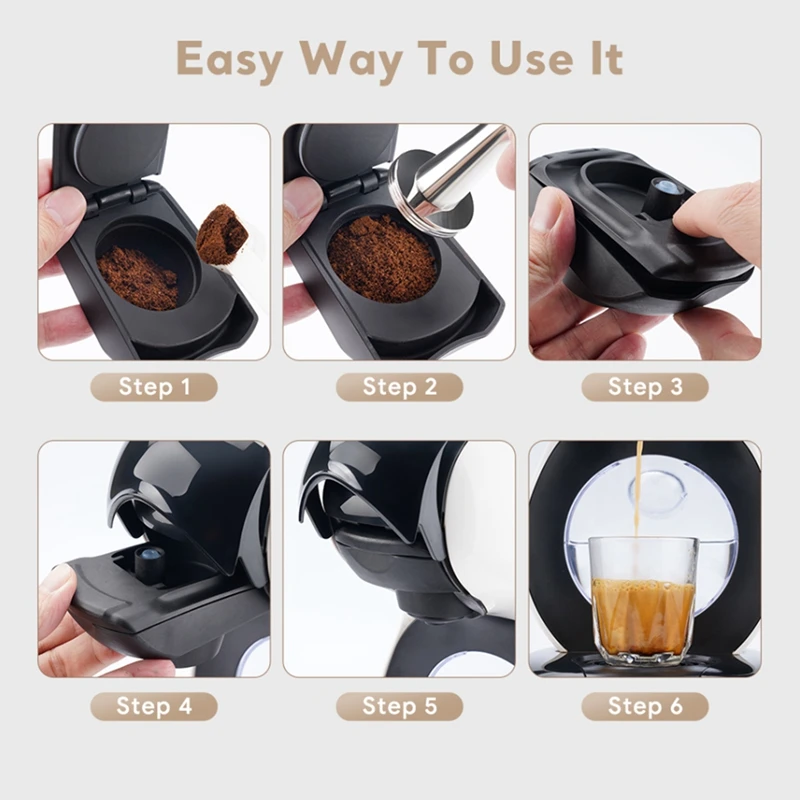 For Dolce Gusto Lumio EDG325 Reusable Coffee Adapter Capsule Transfer Refillable+Double-Ended Brush