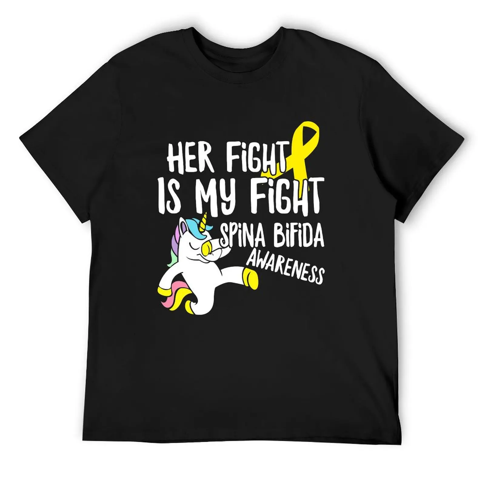 Spina Bifida Awareness, милый единорог, ее бой, моя борьба, желтая лента, подарочная футболка для семьи, мамы и ребенка