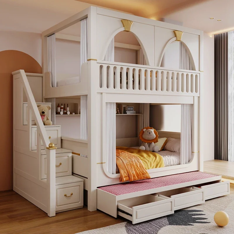 

bed Hign-End Quanlity Kids Bunk Creative Modern White Castle Double Children Kids room Furniture Decoration Apartment