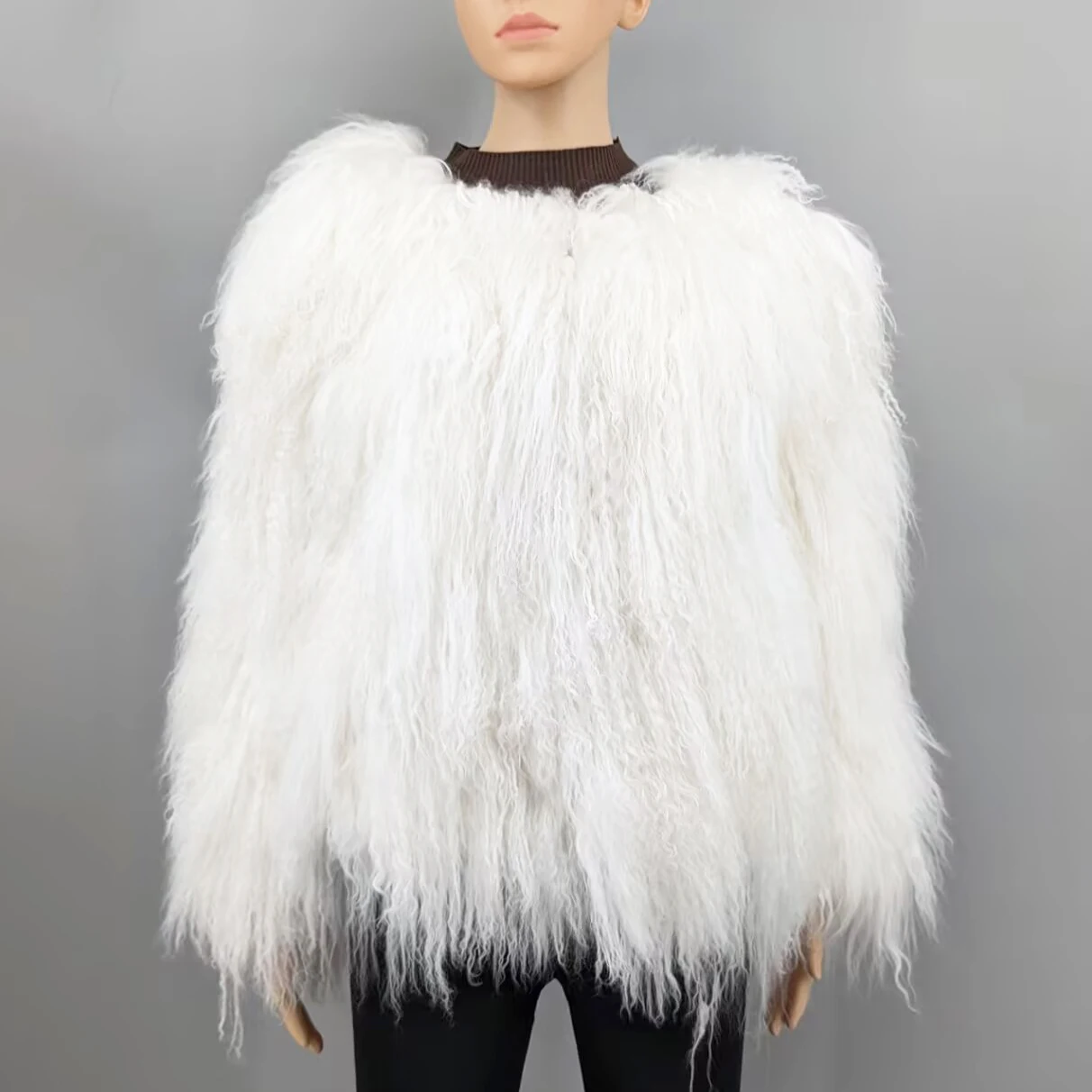 Damska zimowa mongolska futro owcze Puszysta kurtka z naturalnego futra Damska gruba ciepła odzież wierzchnia z ośmioma rękawami 240903