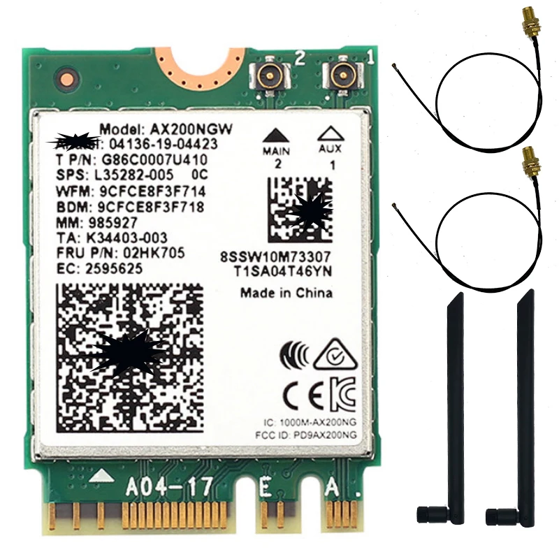 Dual band 2.4Gbps Intel Wi-Fi 6E AX200 AX200NGW 802.11ax/ac MU-MIMO 2x2 Wifi modülü NGFF M.2 Bluetooth 5.1 ağ kartı
