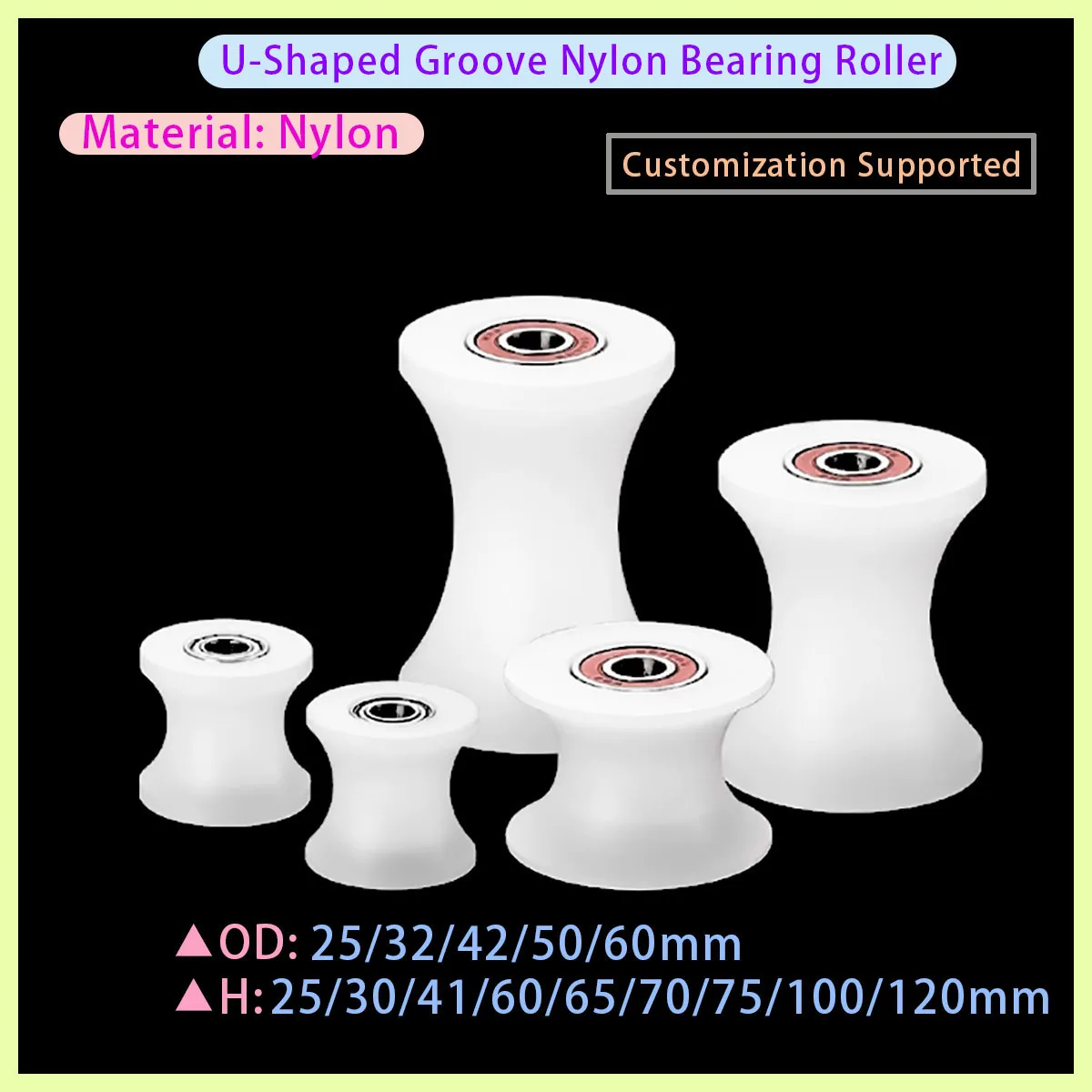Nylon U-shaped Groove Bearing Roller Track Guide Roller Support Door and Window Sliding Door Mechanical Pulley