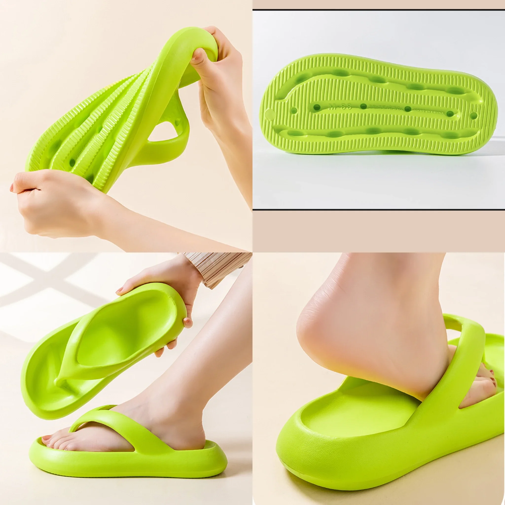 Candy Color Lightweight Platform Beach Pool Flip-Flops Women's Summer Clip Toe Thick Sole Slippers Woman Plus Size Flat Slides view 2