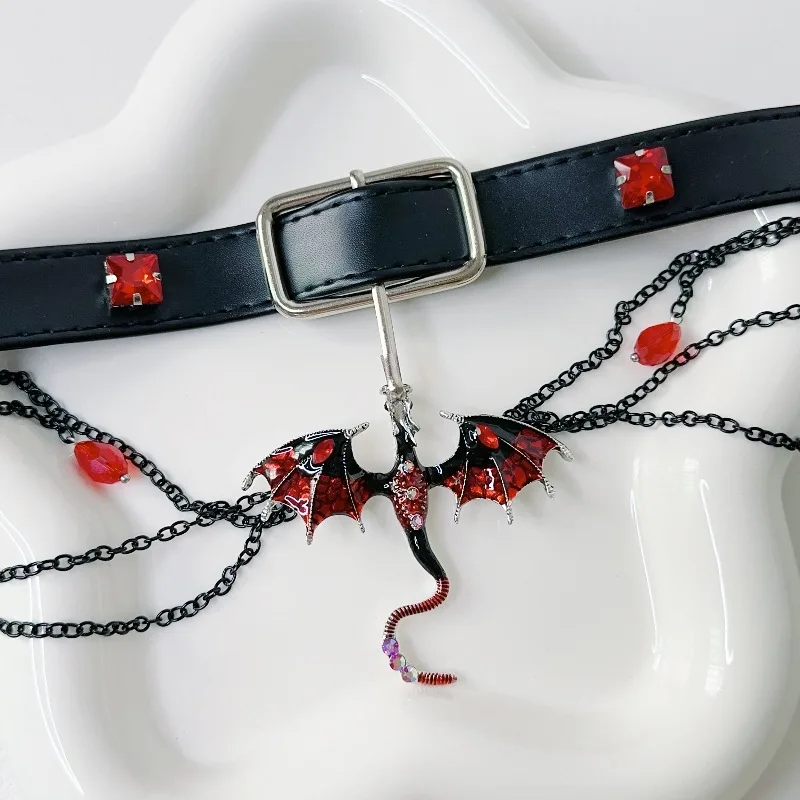 DIY accessories Tassel dragon necklace  heavy industry leather collar choker babes halloween sweet cool punk collarbone chain view 4