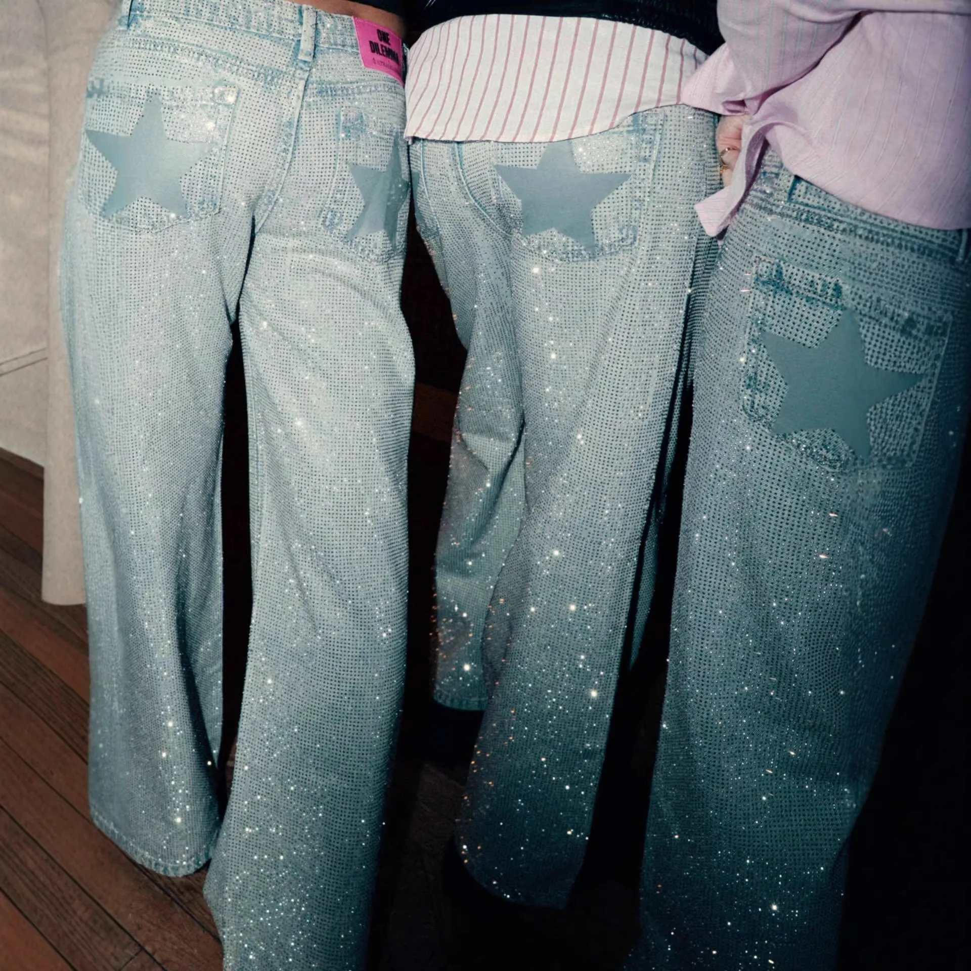 European And American Y2k Spice Girls Star Printing Hot Diamond Straight Low Waist Jeans Women
