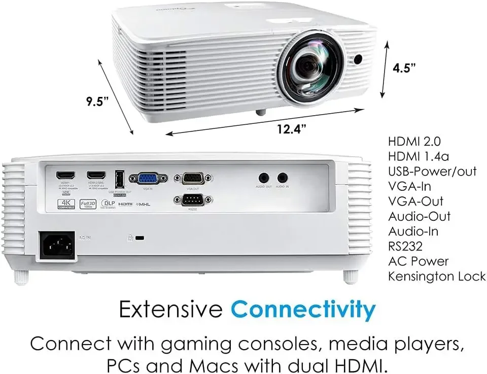 Optoma Projector GT1080HDR Short Throw Gaming Projector Enhanced Gaming Mode for 1080p 120Hz Gameplay At 8.4ms