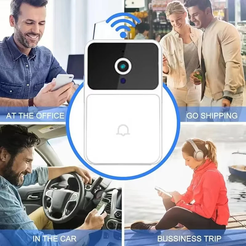 Videocitofono WIFI Telecamera per campanello Visione notturna wireless Sicurezza domestica intelligente Campanello per porta HD Citofono bidirezionale Cambio vocale per telecamera domestica