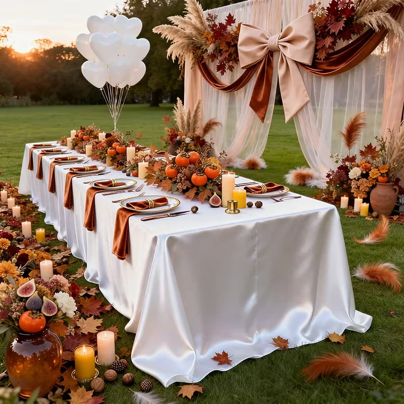 Large Satin Tablecloth,Bright Silk Tablecloth,Lustrous Satin Fabric,Elegant Overlay Decor for Wedding,Banquet,Party Events