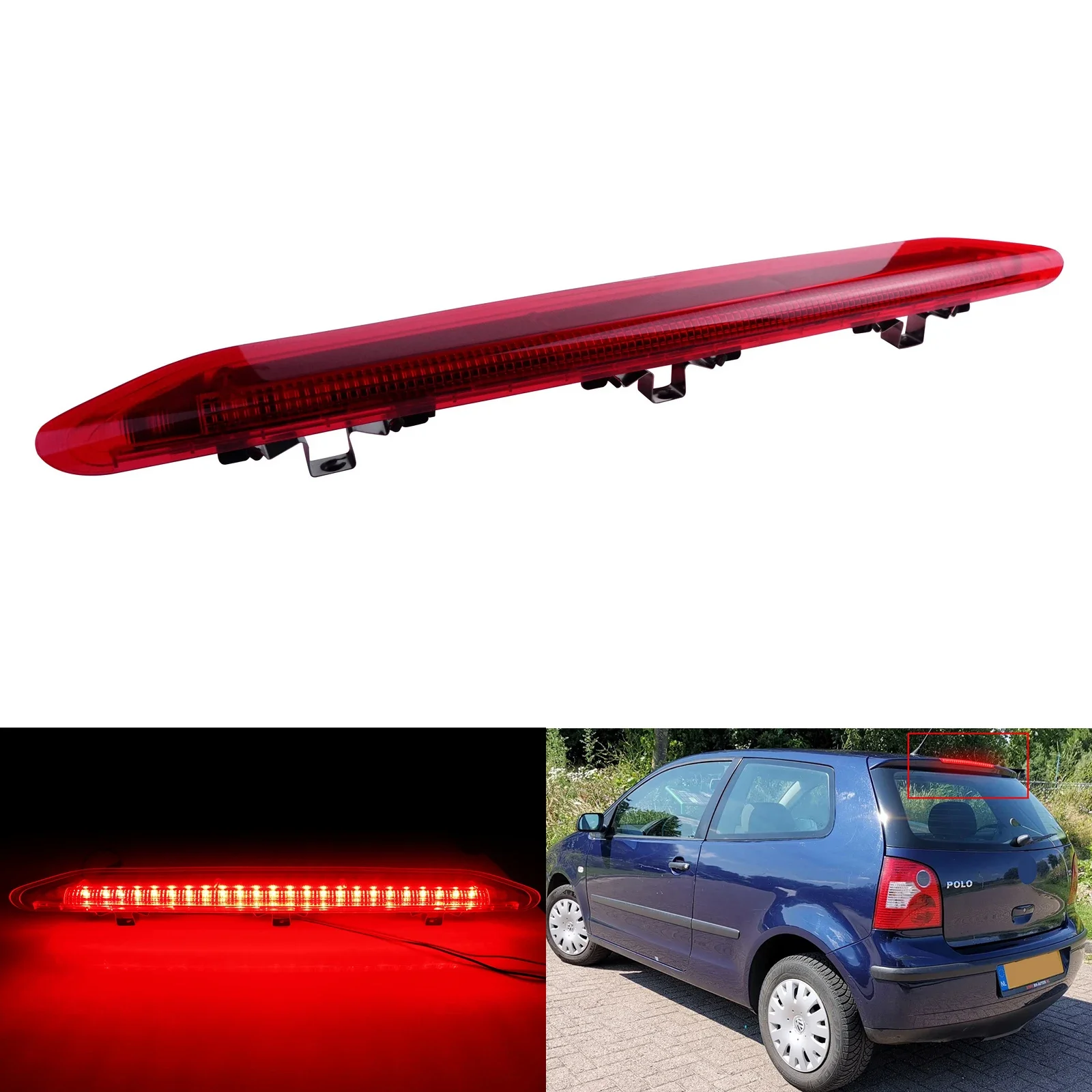 For VW Polo MK4 IV 9N 9N3 2002-09 Third LED Rear High Level Brake Stop Light Red