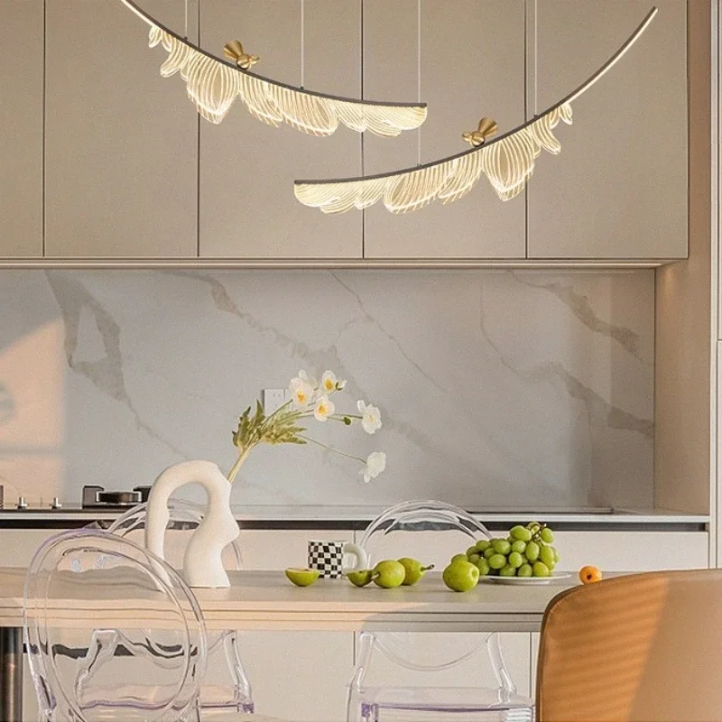 Modern Creative Feather Bird Acrylic Pendant Lamp Restaurant Living Room Hotel Lobby Led Chandelier Art Home Decoration Lighting