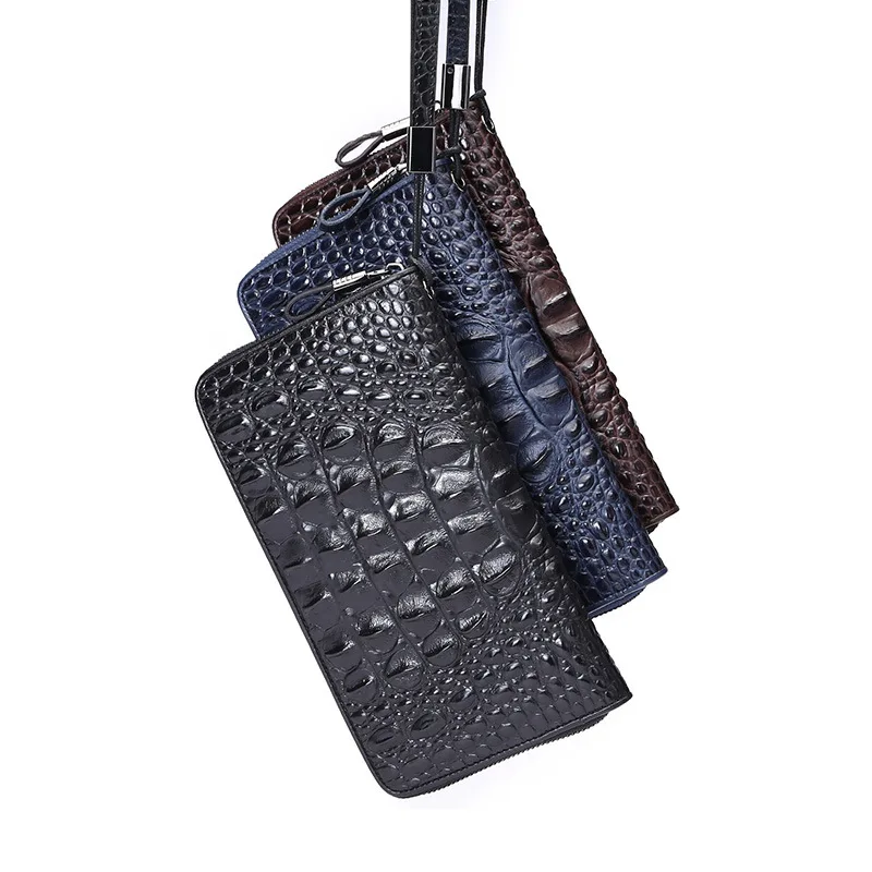 

Hand-polished long business first-layer cowhide men's and women's multi-functional clutch bag crocodile pattern wallet fashionab