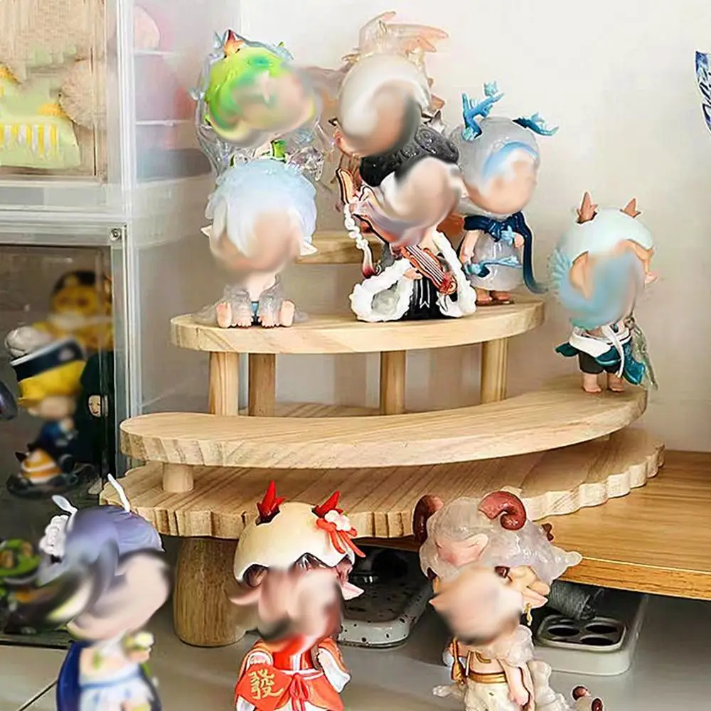 

Creative Wooden Display Riser Stand DIY Household Cupcake Display Cabinet 3 Tier Sturdy Figurine Display Shelf Desk Accessories