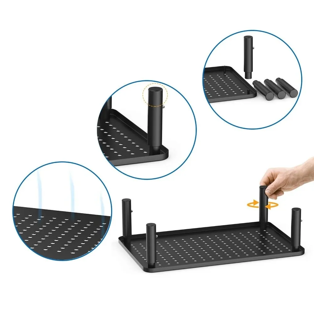 Soporte para Monitor de ordenador ajustable en 3 altura, cajón de almacenamiento de Metal, soporte de ajuste de altura para Monitor, portátil, aumenta la altura