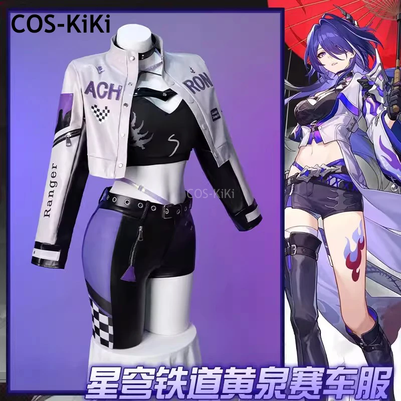 COS-KiKi Honkai: Star Rail Acheron Motorcycle Suit Sexy Cool Uniform Cosplay Costume Halloween Party Role Play Outfit Women