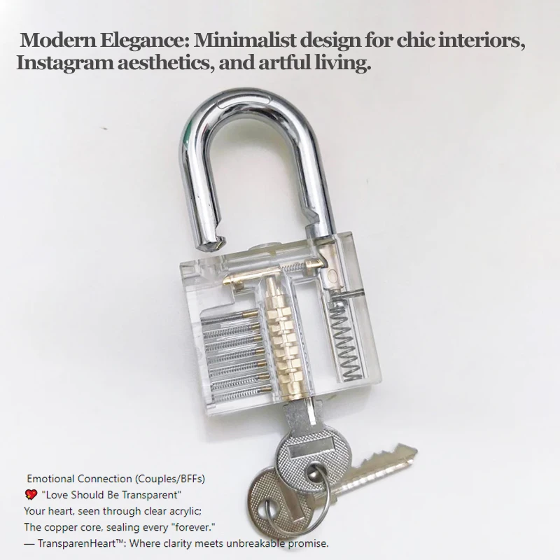 Practice Lock Transparent Visible Locks Cutaway Practice View Padlock for Hardware Lock Training Skill Locksmith Tools