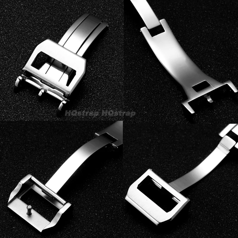 For IWC 18mm Metal Folding Buckle Solid Stainless Steel Clasp for Nylon Rubber Leather Watchband Deployment Replacement Button