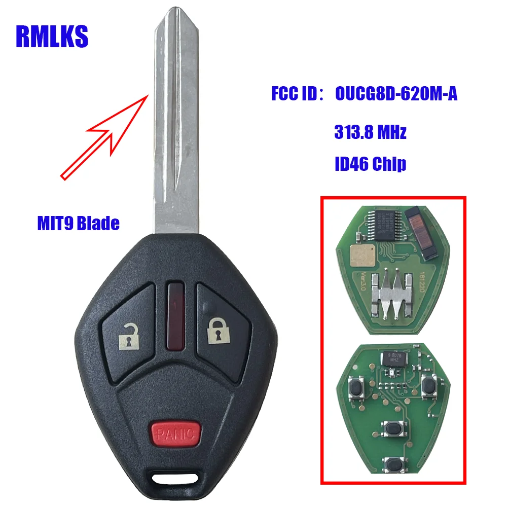 Transponder ID46 Chip 313.8Mhz Car Remote Key OUCG8D-620M-A For Mitsubishi Galant Eclipse 2007 2008 2009 2010 2011 2012