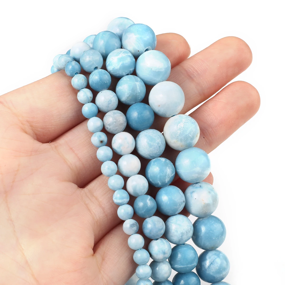 New Natural Larimar Gem Stones Beads Round Loose Beads Ocean Sea Stone Bracelet Necklace for DIY Jewelry Making Wholesale