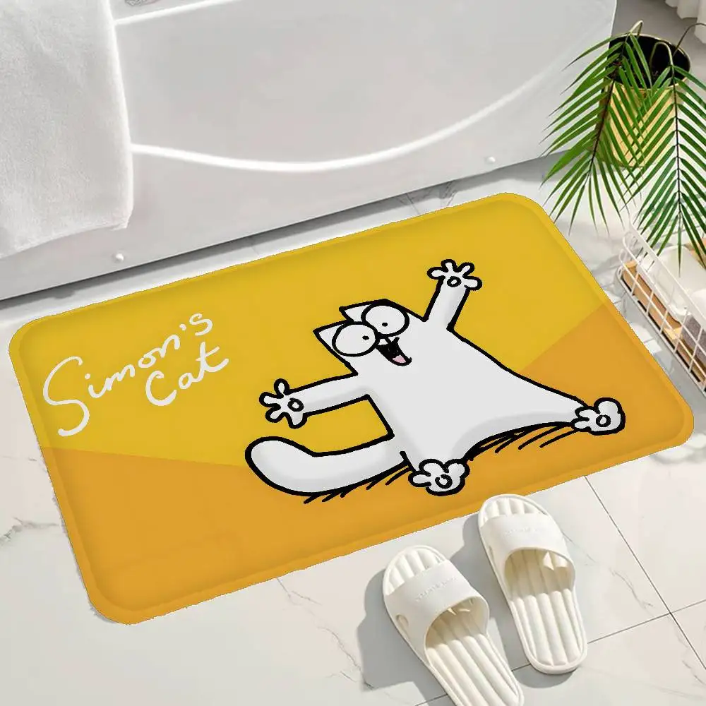 Alfombra de suelo con dibujos de Simon Cute C-Cat, estilo INS, alfombra suave para dormitorio, lavadero, alfombra antideslizante para el hogar