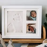 Imprint Clay Baby Hand and Footprints Kit DIY Keepsake Non-Toxic Paint Clay Handprint Keepsake Frame Horizontal Frame